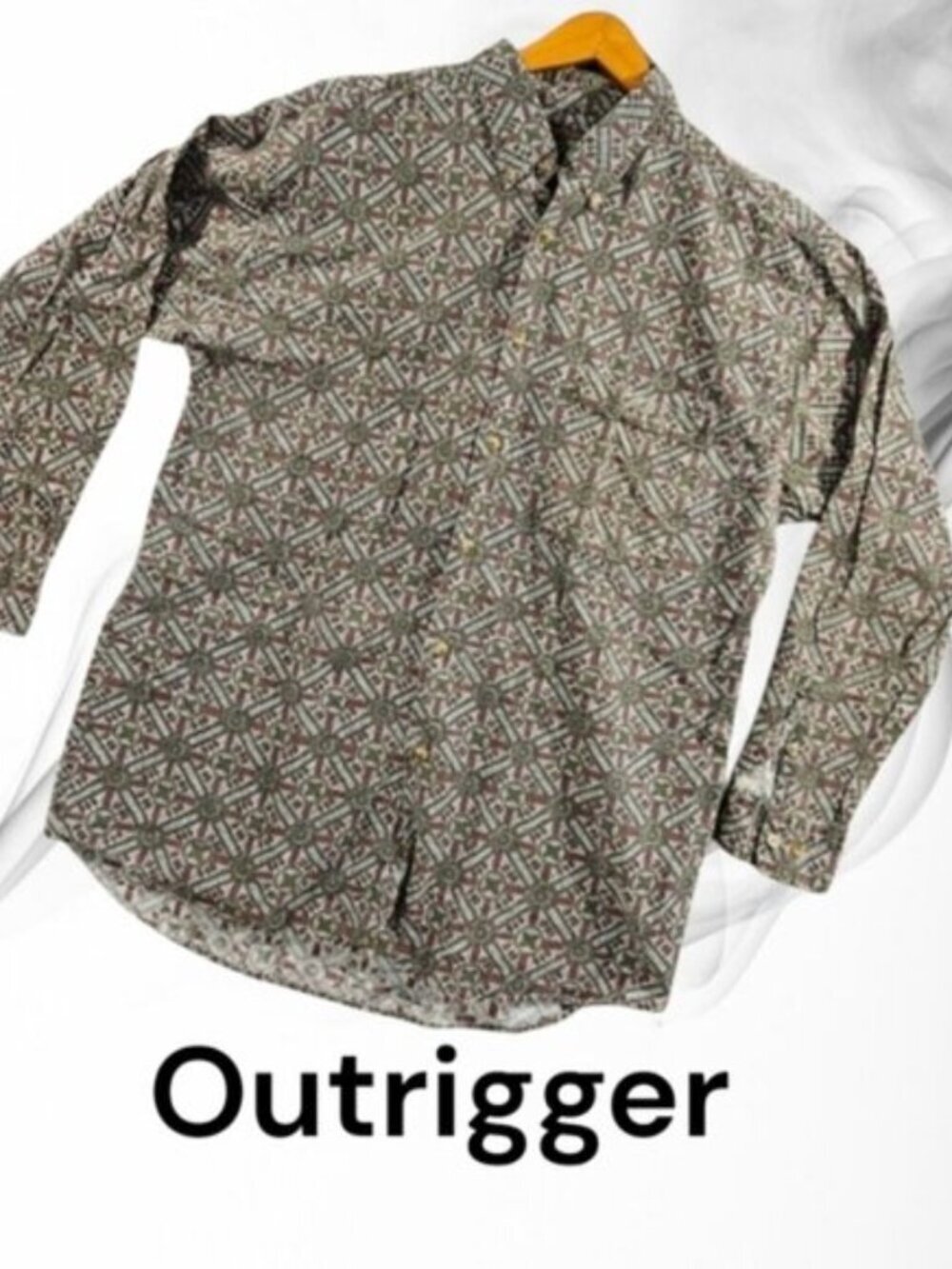 Outrigger Clothing Co. Size L 100% Cotton Long Sleeve Button Up Geometric Shirt
